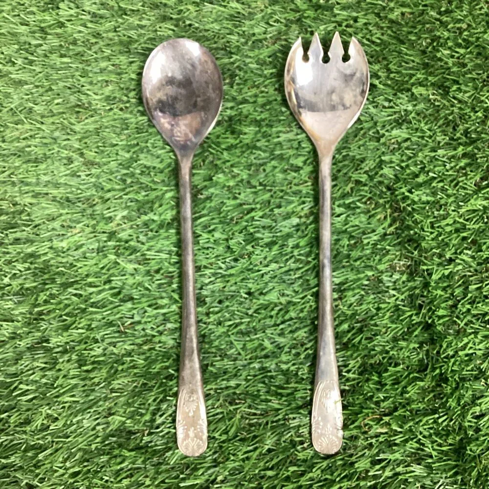 Vintage Salad Servers Silver Plated Italy